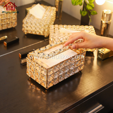 Light Luxury Crystal Art Tissue Box Creative Napkin Carton Storage Box of Living Room Desk Decorations
